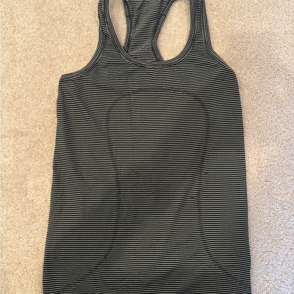 lululemon athletica Black and Gray Striped Tank Top